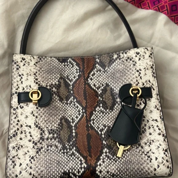 Tory Burch Lee Radziwill Exotic Small Double Bag - Picture 2 of 14